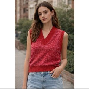 Freshman Red and Pink V-Neck Heart Knit Vest